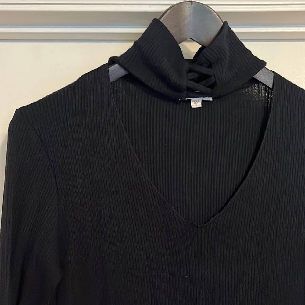 LNA Criss Cross Choker Sweater